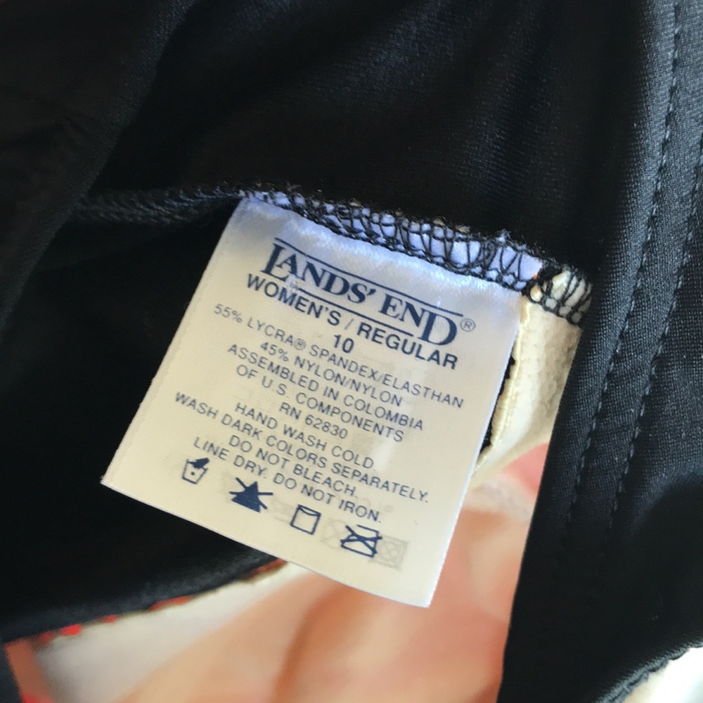 Land’s End Black Striped Tank One Piece Swim Suit - Picture 6 of 6